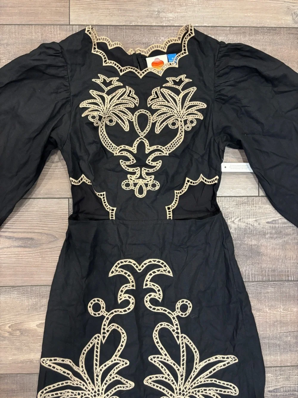 Farm Rio x Anthropologie Long Sleeve Cutout Embroidered Midi Dress - Picture 4 of 7